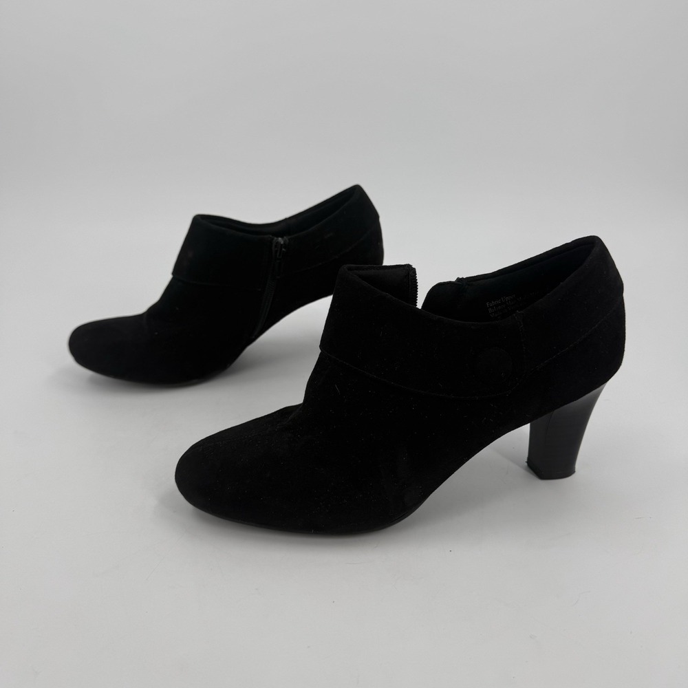 Amelia Grace Women's 9 Black Fabric Ankle Booties High Heel Side Zip Dress